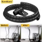 2M 16/10mm Flexible Spiral Cable Wire Protector Cable Organizer Computer Cord Protective Tube Clip Organizer Management Tools