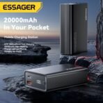 Essager Power Bank 20000mAh Portable PD 65W Fast Charging Mobile Phone External Battery Powerbank For IPhone17 16 15 Laptop Mac