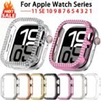 Cover For Apple watch Case 46mm 42mm 44mm 40mm 45mm 41mm Bling Rhinestone PC Bumper Protector Face iWatch Series 11 10 SE 9 8 7