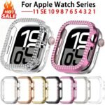 Cover For Apple watch Case 46mm 42mm 44mm 40mm 45mm 41mm Bling Rhinestone PC Bumper Protector Face iWatch Series 11 10 SE 9 8 7