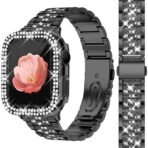 NEW Diamond case+Strap For Apple Watch Band 45mm 40mm 44mm 41mm 38mm 42mm Metal Belt IWatch Series 9 8 7 SE 6 5 Women Bracelet - Image 9