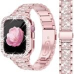 NEW Diamond case+Strap For Apple Watch Band 45mm 40mm 44mm 41mm 38mm 42mm Metal Belt IWatch Series 9 8 7 SE 6 5 Women Bracelet - Image 11