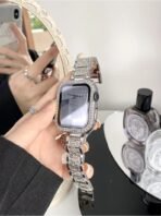 NEW Diamond case+Strap For Apple Watch Band 45mm 40mm 44mm 41mm 38mm 42mm Metal Belt IWatch Series 9 8 7 SE 6 5 Women Bracelet - Image 13