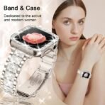 NEW Diamond case+Strap For Apple Watch Band 45mm 40mm 44mm 41mm 38mm 42mm Metal Belt IWatch Series 9 8 7 SE 6 5 Women Bracelet - Image 2