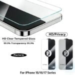 Cut Edge 0.5mm Privacy Tempered Glass For iPhone 18 Duo 17 15 16 Pro Max Plus Screen Protector Anti Dust Mesh Luxury Full Cover