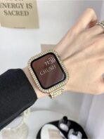 NEW Diamond case+Strap For Apple Watch Band 45mm 40mm 44mm 41mm 38mm 42mm Metal Belt IWatch Series 9 8 7 SE 6 5 Women Bracelet - Image 4