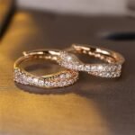 White Zircon Small Stone Crossed Hoop Earrings For Women Vintage Gold Silver Color Wedding Jewelry Versatile Accessory