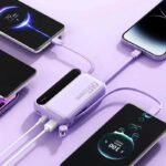 Lenovo Fast Charging Mini Battery Pack 50000mAh Power Bank with 4 Built-in Type C Cables for iPhone Samsung Android Devices
