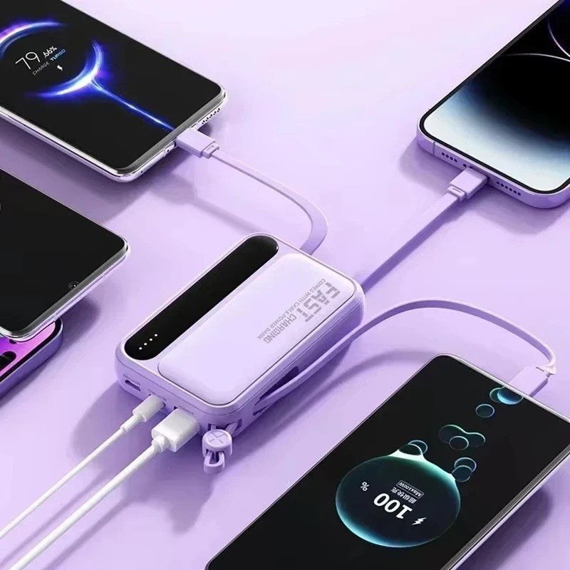 main-image-6 Lenovo Fast Charging Mini Battery Pack 50000mAh Power Bank with 4 Built-in Type C Cables for iPhone Samsung Android Devices - Image 1