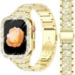 NEW Diamond case+Strap For Apple Watch Band 45mm 40mm 44mm 41mm 38mm 42mm Metal Belt IWatch Series 9 8 7 SE 6 5 Women Bracelet - Image 6